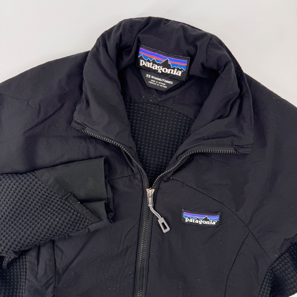 Patagonia Hybrid Waffle Knit Full Zip Jacket Womens XS Black Performance Layer